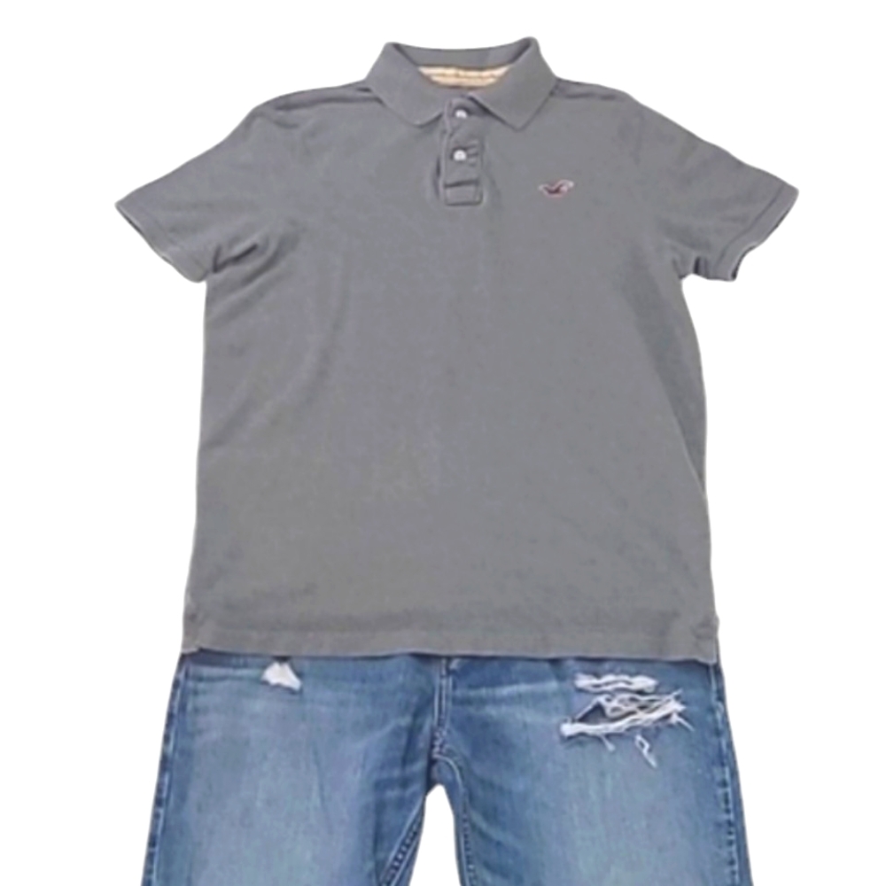 Hollister Polo Shirt Marbled Gray Collared Dressy Casual Shirt Short Sleeved XL